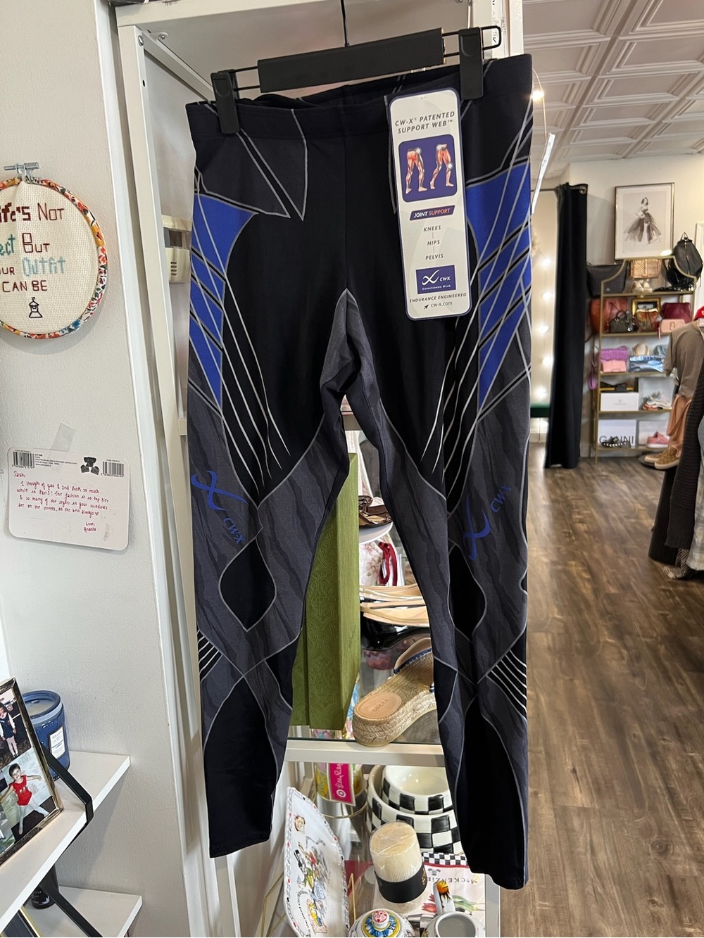 CW-X Men's Black & Blue Performance Support Tights NWT